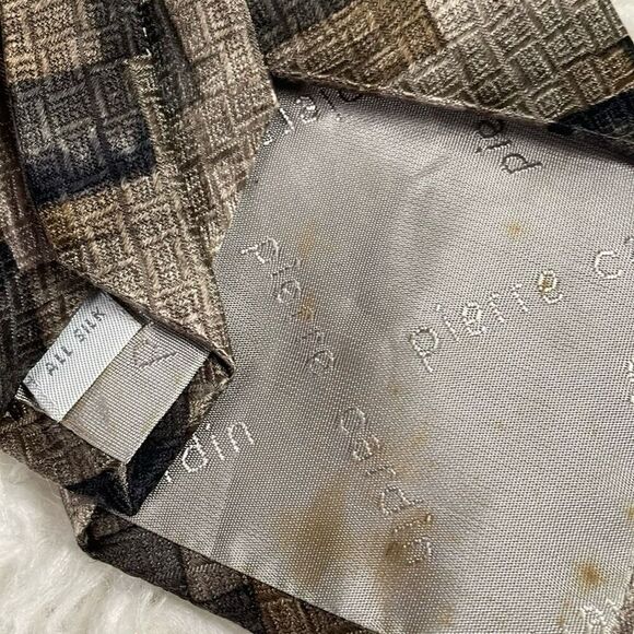 PIERRE CARDIN Mens All Silk Tie Abstract Taupe Black Tan Dressy Career Classy - Picture 6 of 7